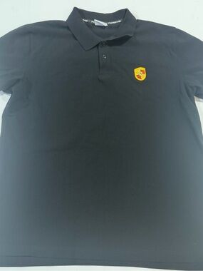 Porsche Design Black Polo with Yellow Crest Patch